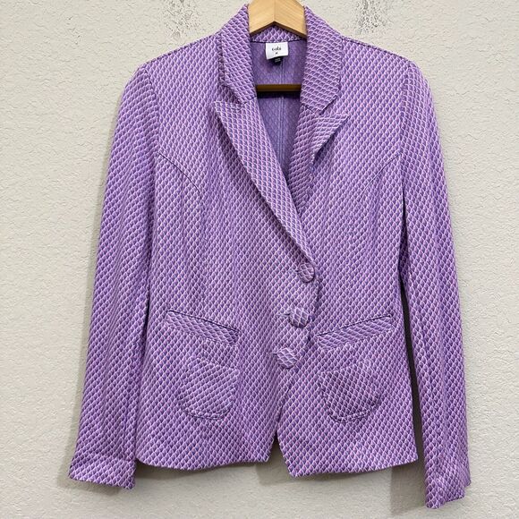 CABI The Maverick Imperial Blazer Jacket Lavender Argyle Office Preppy - Picture 5 of 15